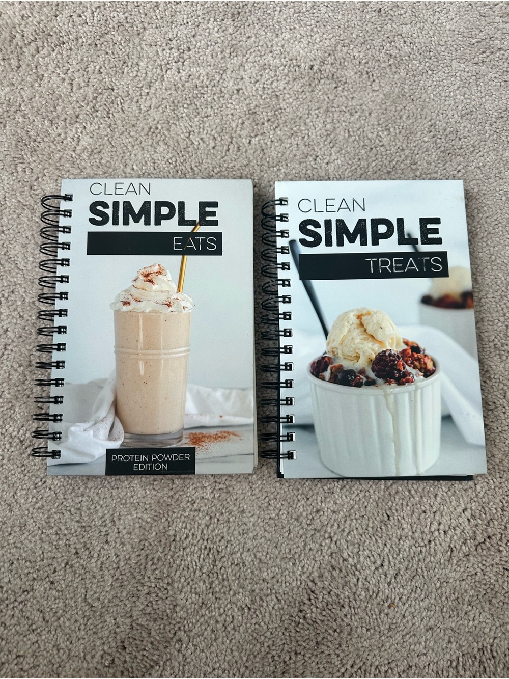 Clean Simple Eats & Treats Spiral Recipe cookbooks set of 2  - White Covers